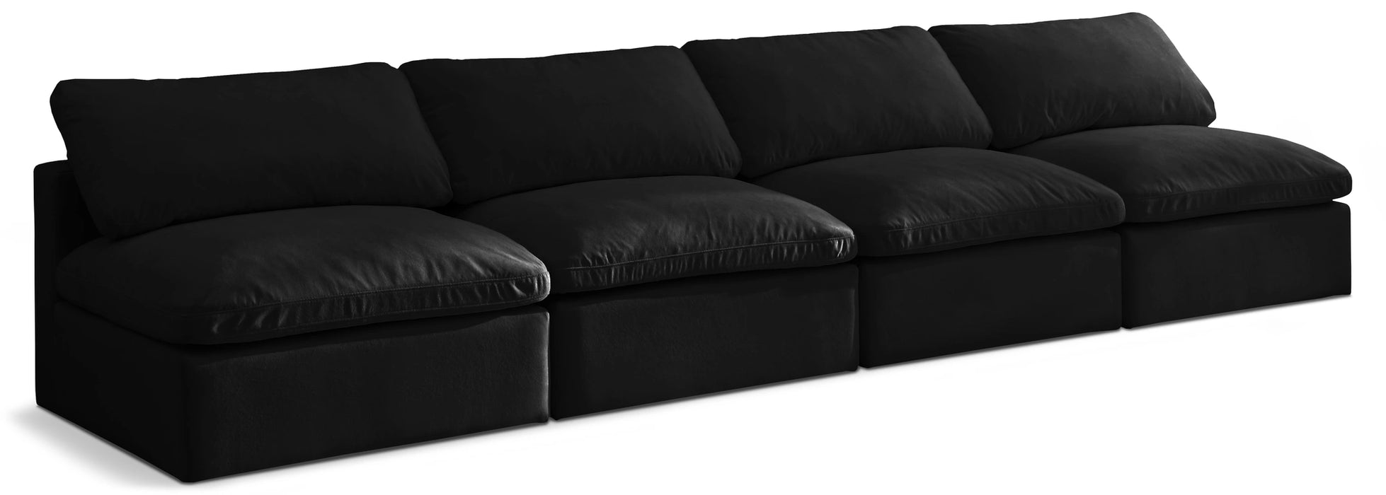 Plush Black Velvet Standard Cloud Modular Sofa