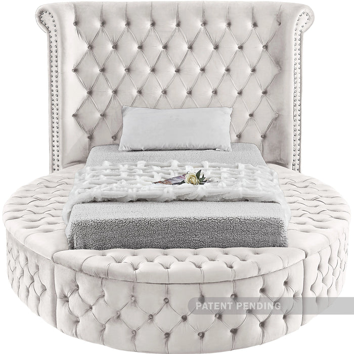 Luxus Cream Velvet Twin Bed (3 Boxes)