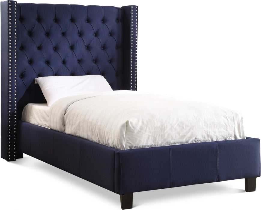 Ashton Navy Linen Twin Bed