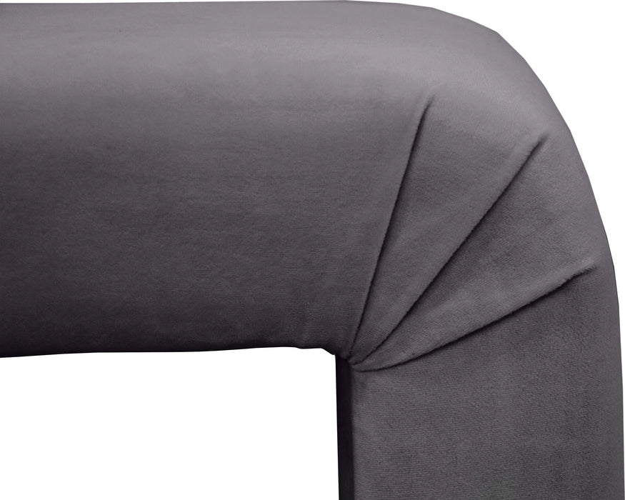 Minimalist Grey Velvet Bench