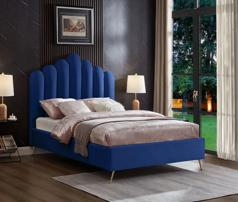 Lily Navy Velvet Full Bed