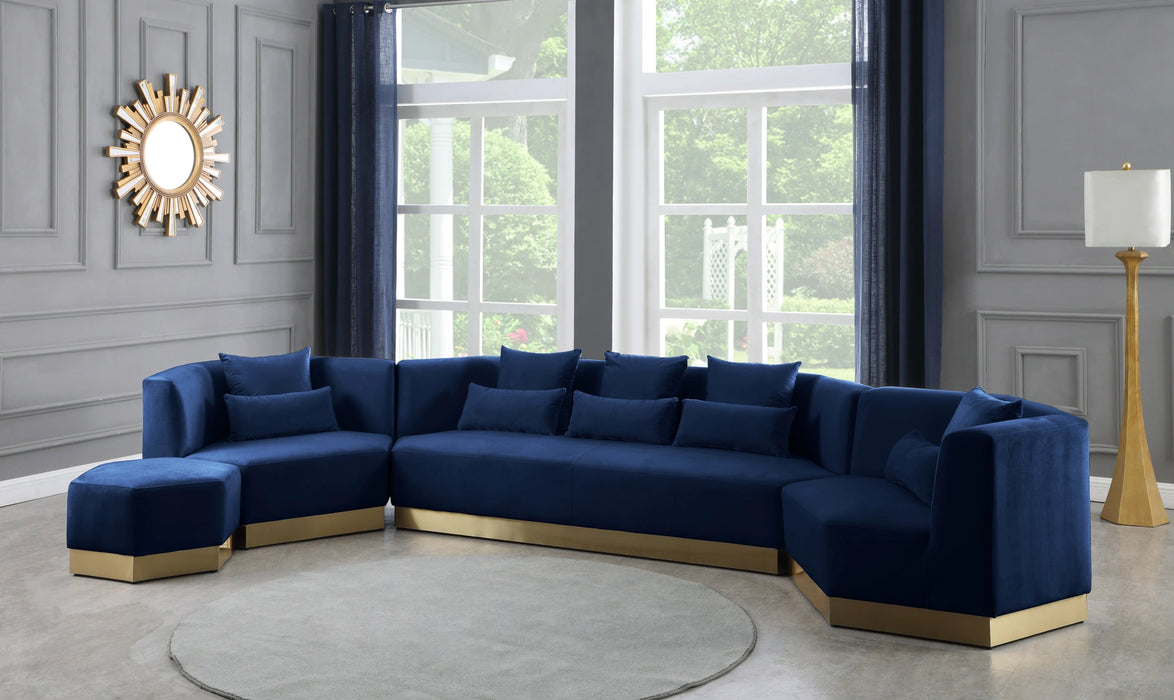 Marquis Navy Velvet Ottoman