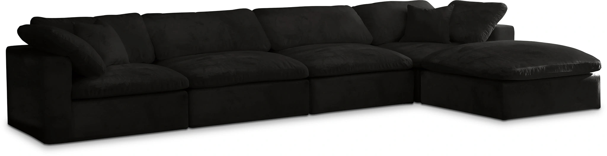 Cozy Black Velvet Cloud Modular Sectional