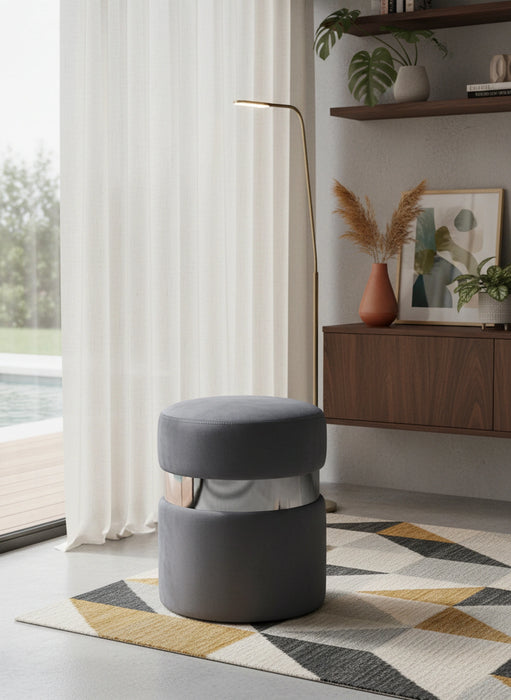 Hailey Grey Velvet Ottoman/Stool