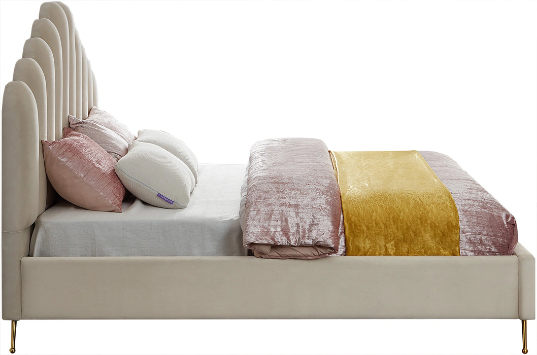 Lily Cream Velvet King Bed