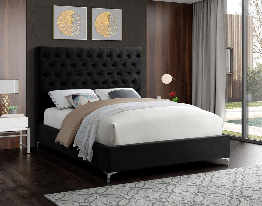 Cruz Black Velvet King Bed