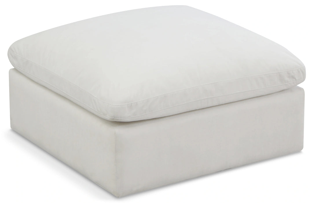 Plush Cream Velvet Standard Cloud Modular Ottoman