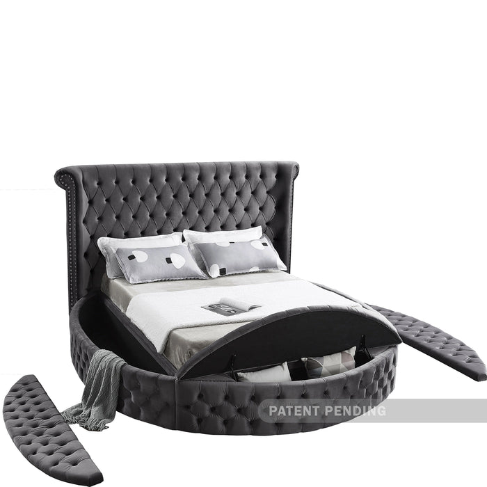 Luxus Grey Velvet Full Bed (3 Boxes)