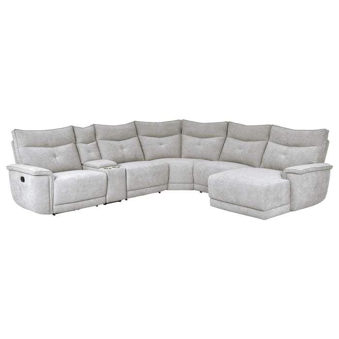 Tesoro 6-Piece Modular Reclining Sectional with Right Chaise in Gray - 9509MGY*6LR5R