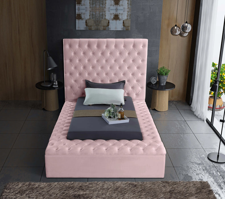 Bliss Pink Velvet Twin Bed (3 Boxes)