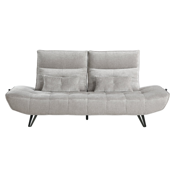 Quonsett Sofa with Power Adjustable Seat Depth and Manual Adjustable Headrests in Gray - 9556LGY-3PW