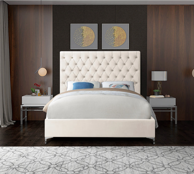 Cruz Cream Velvet King Bed