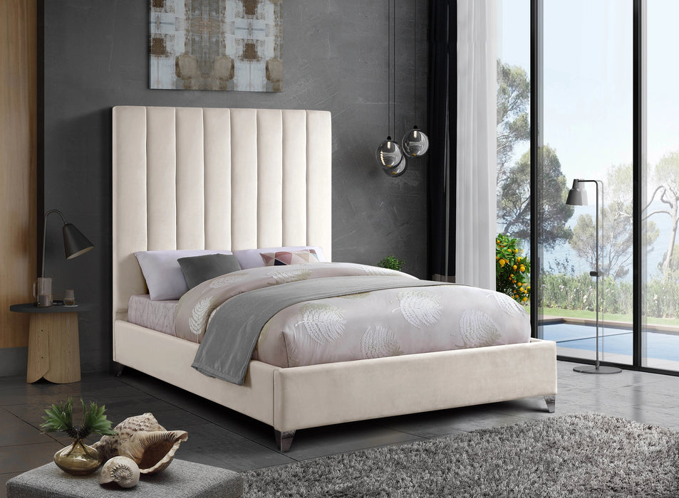 Via Cream Velvet Full Bed