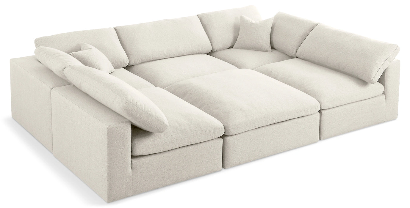 Serene Cream Linen Fabric Deluxe Cloud Modular Sectional