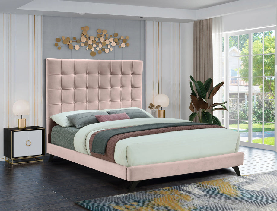 Elly Pink Velvet King Bed