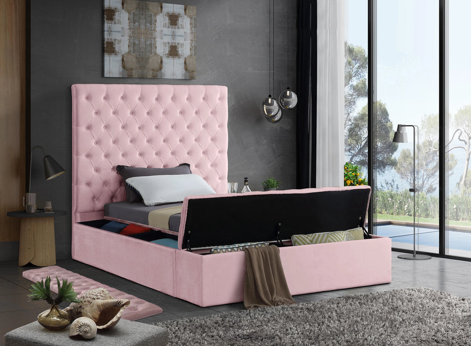 Bliss Pink Velvet Twin Bed (3 Boxes)