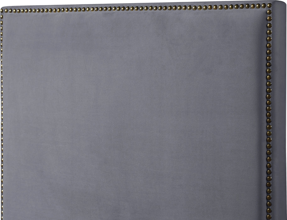 Harlie Grey Velvet Full Bed