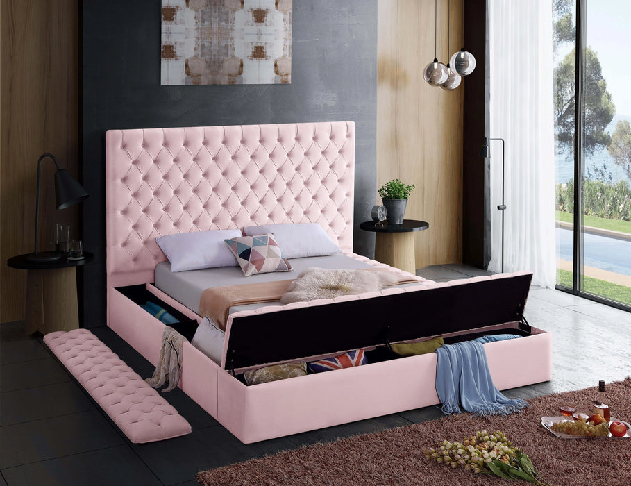 Bliss Pink Velvet King Bed (3 Boxes)
