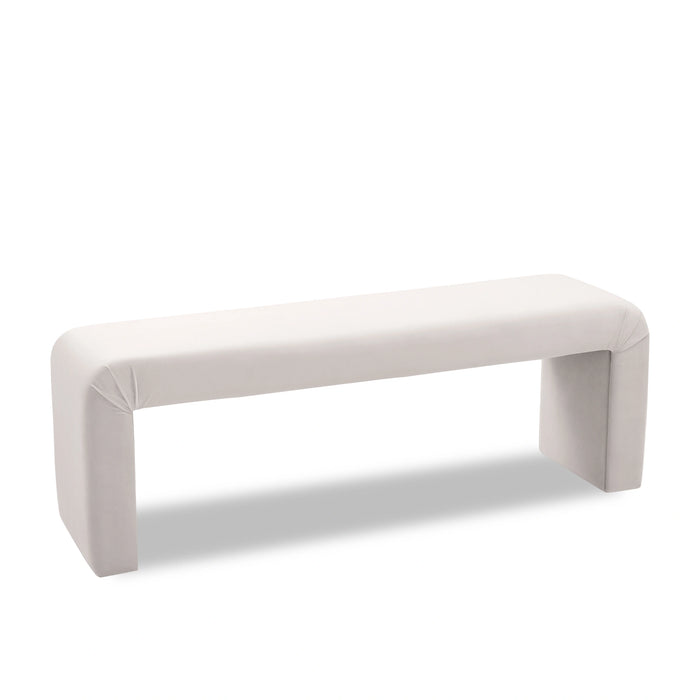 Minimalist Cream Velvet Bench