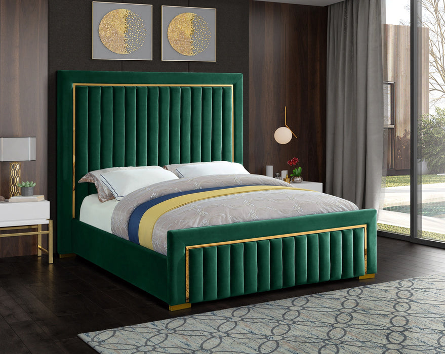 Dolce Green Velvet Queen Bed (3 Boxes)