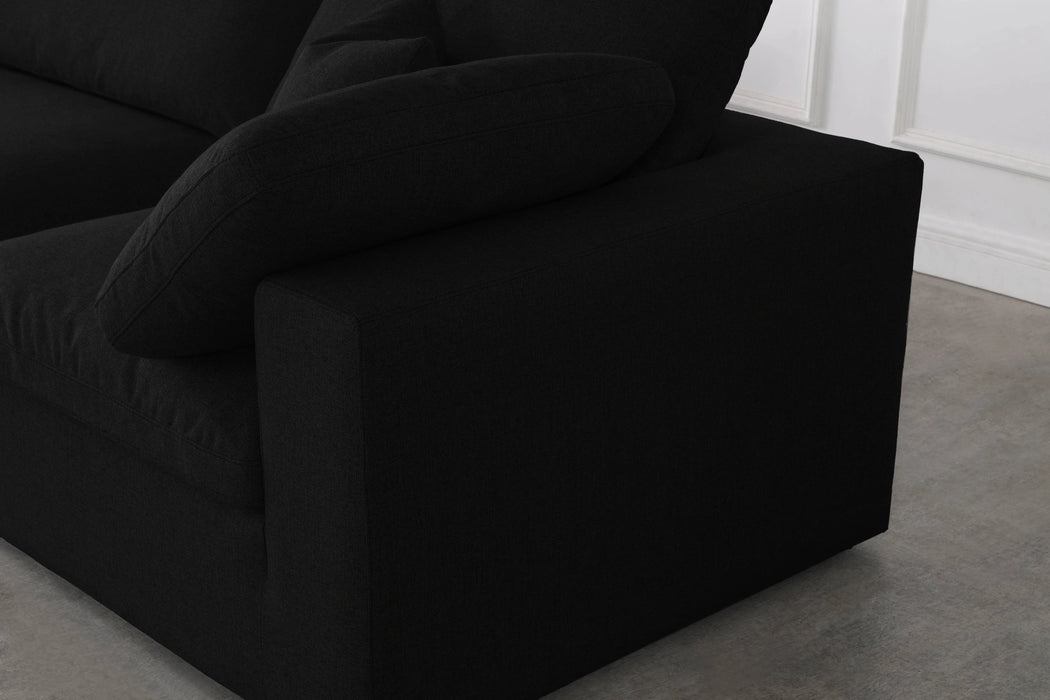 Serene Black Linen Fabric Deluxe Cloud Modular Sofa