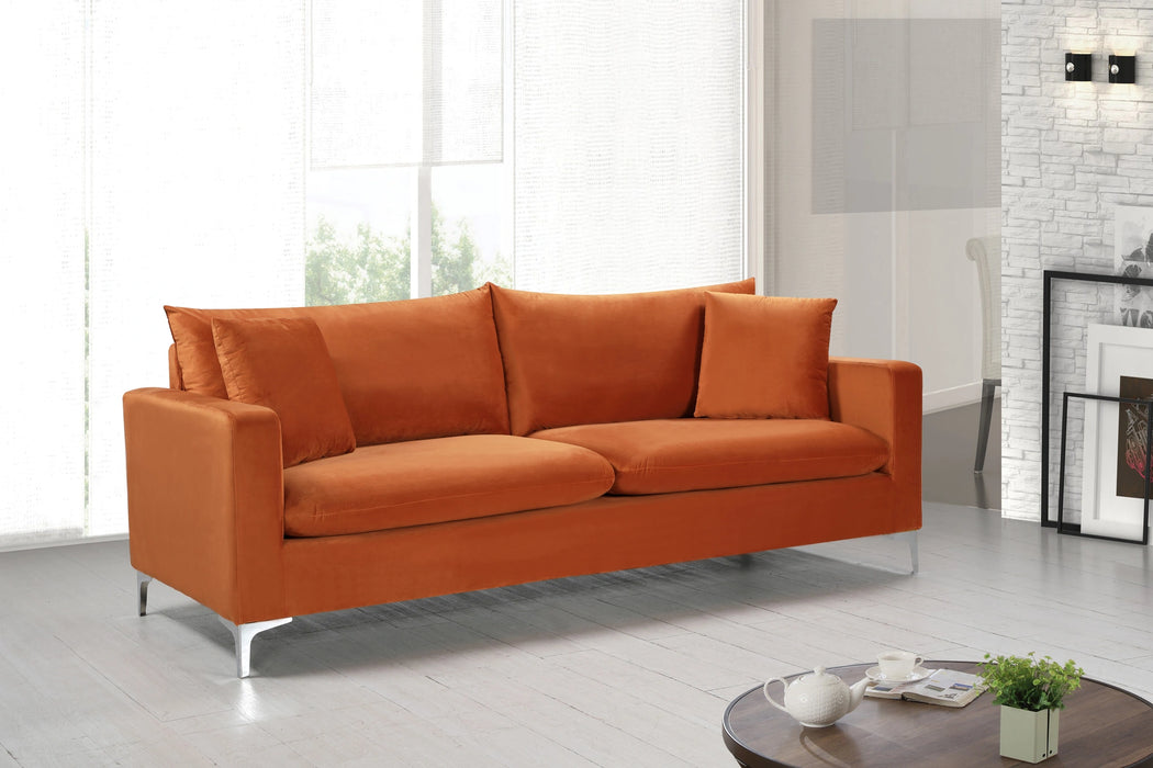 Naomi Cognac Velvet Sofa