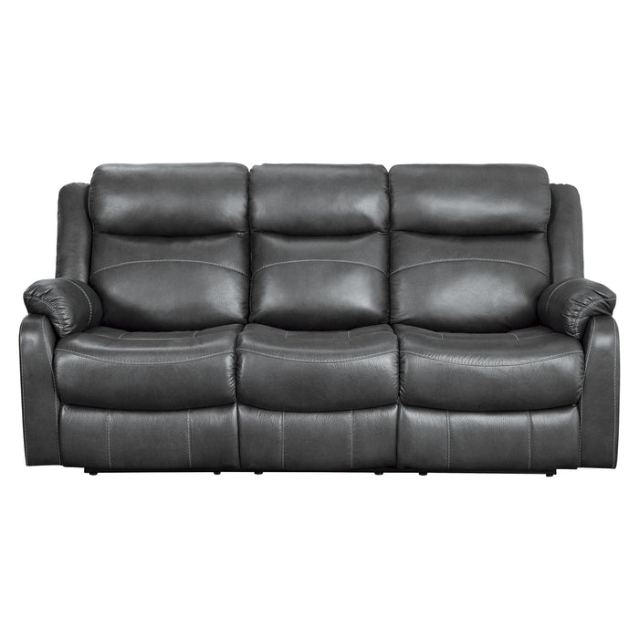 Yerba Double Lay Flat Reclining Sofa with Center Drop-Down Cup Holders in Gray - 9990GY-3