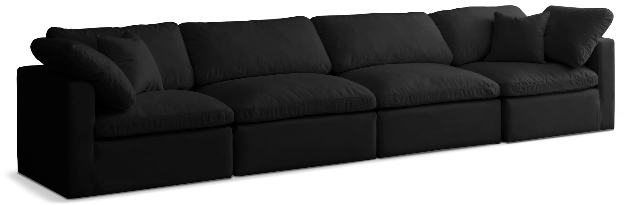 Plush Black Velvet Standard Cloud Modular Sofa