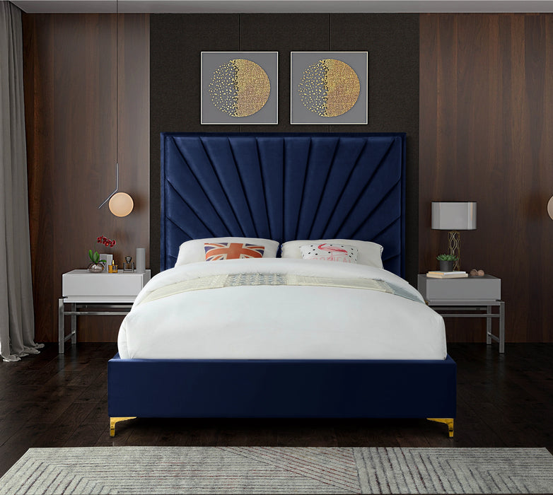 Eclipse Navy Velvet Full Bed