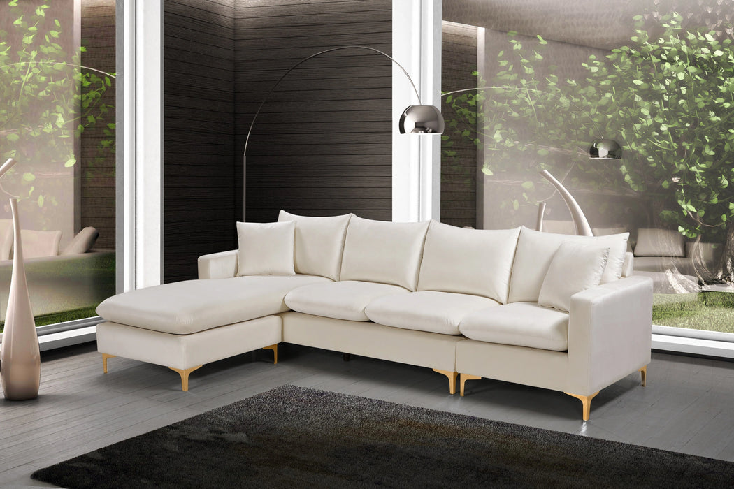 Naomi Cream Velvet 2pc. Reversible Sectional