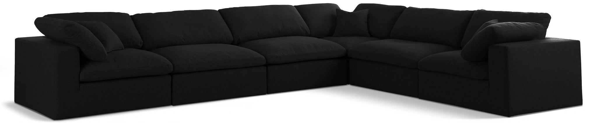 Serene Black Linen Fabric Deluxe Cloud Modular Sectional