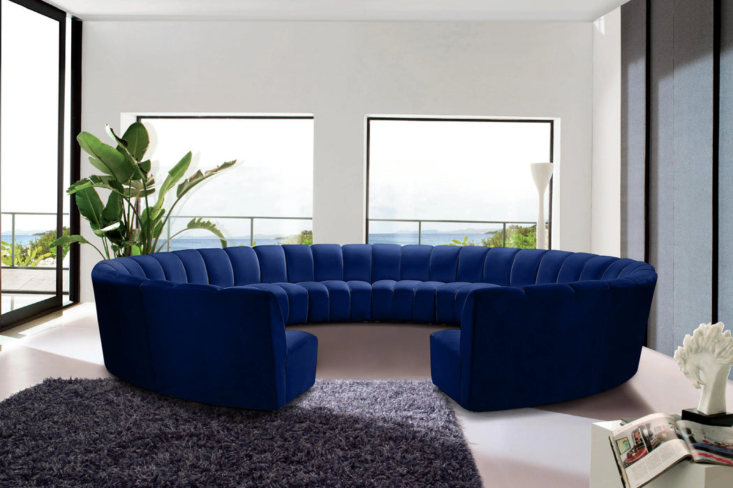 Infinity Navy Velvet 12pc. Modular Sectional