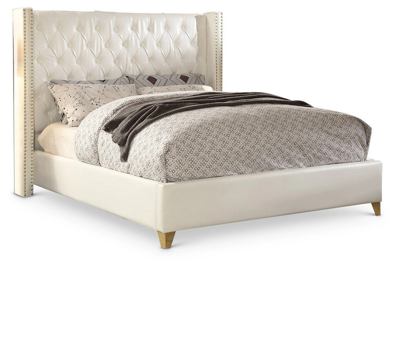 Soho White Bonded Leather King Bed