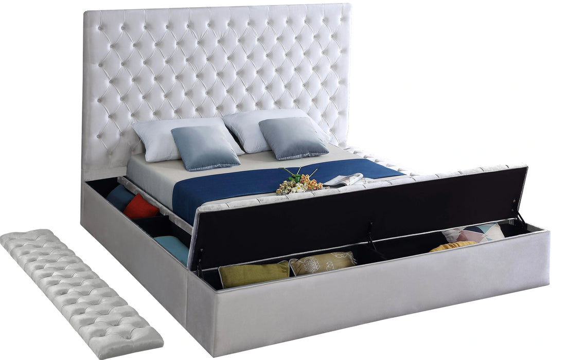 Bliss White Velvet Full Bed (3 Boxes)