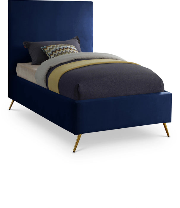 Jasmine Navy Velvet Twin Bed