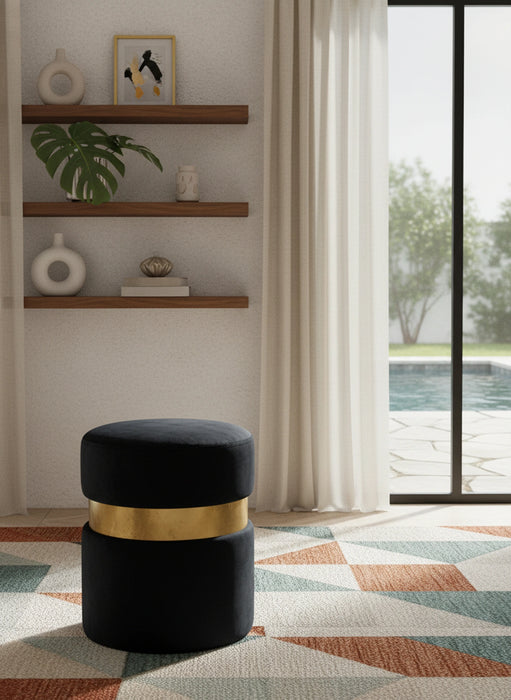 Hailey Black Velvet Ottoman/Stool