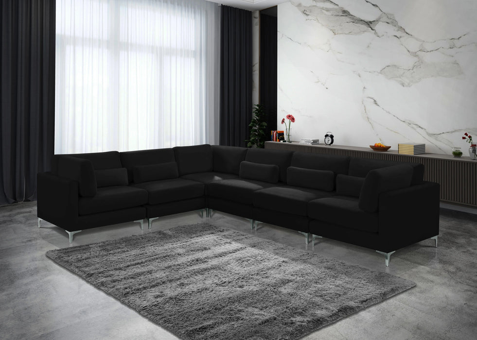 Julia Black Velvet Modular Sectional (6 Boxes)