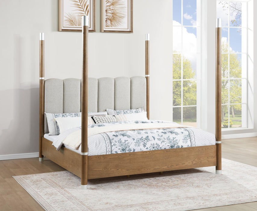 Warm Brown Canopy King Bed