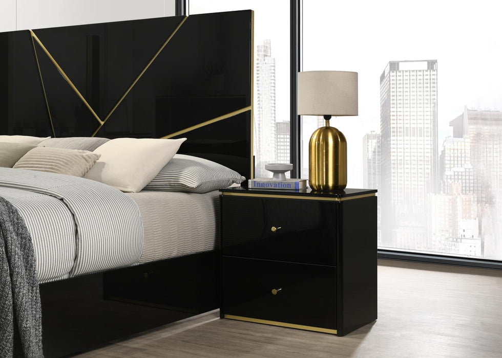 Black/Gold Line King Bed