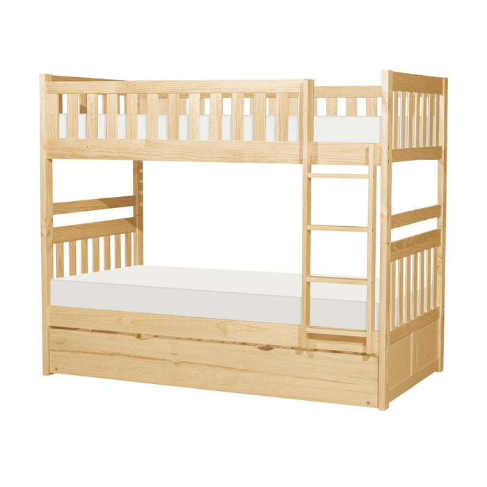 Bartly (4) Twin/Twin Bunk Bed with Twin Trundle in Natural - B2043-1*R