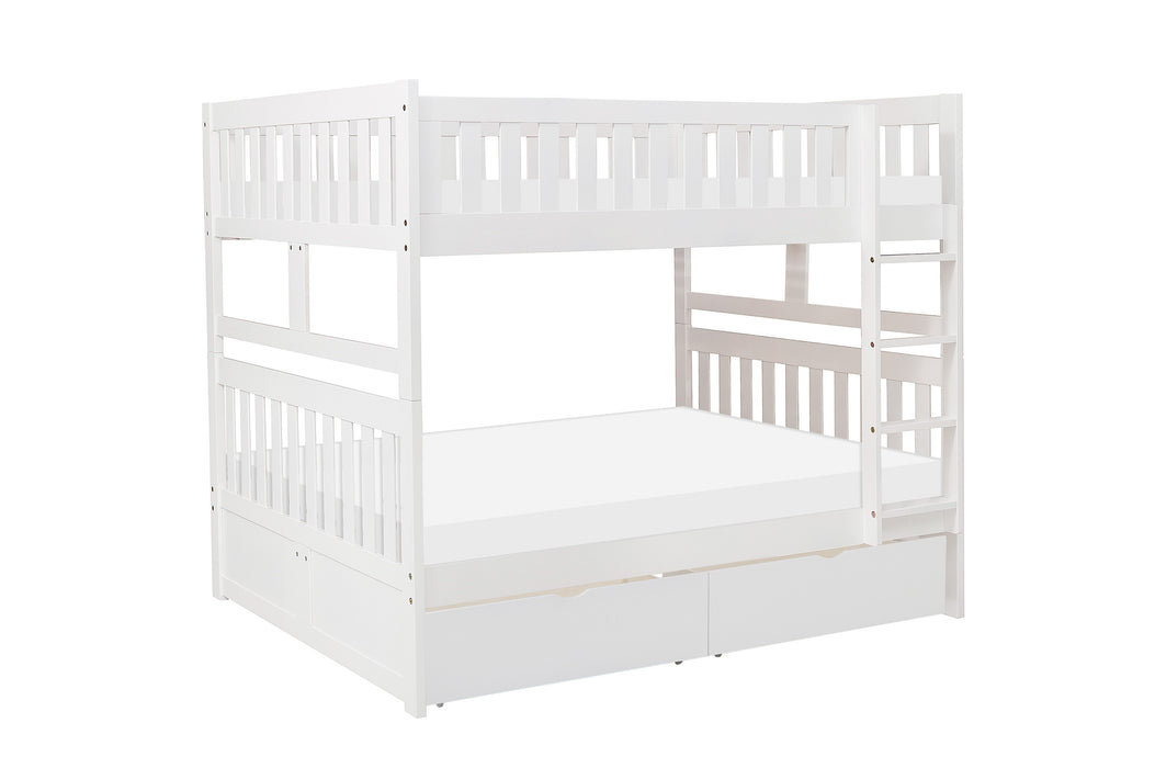 Galen (4) Full/Full Bunk Bed with Storage Boxes in White - B2053FFW-1*T