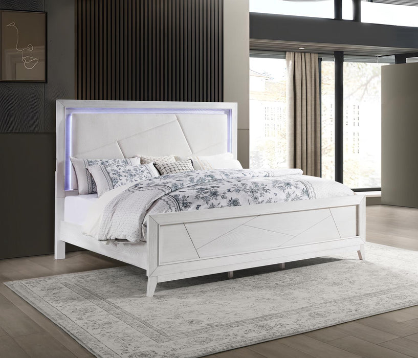 Led King Bed Antique White