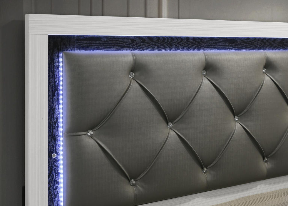 White Led Queen Bed