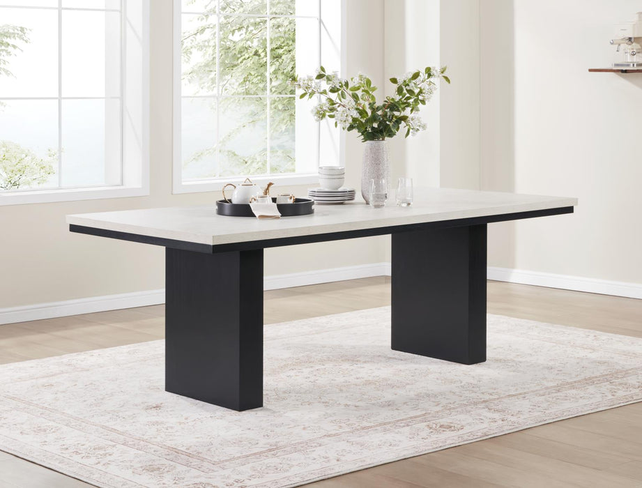 Black/Ivory Melamin Rectangular Dining Table