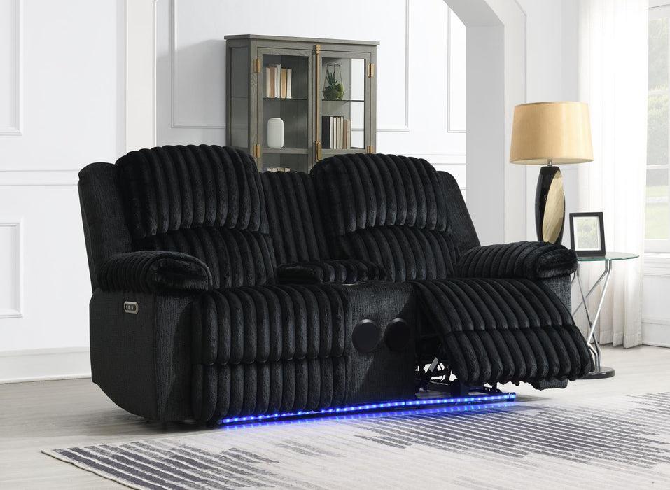 Black Corduroy Power Led Reclining Sofa