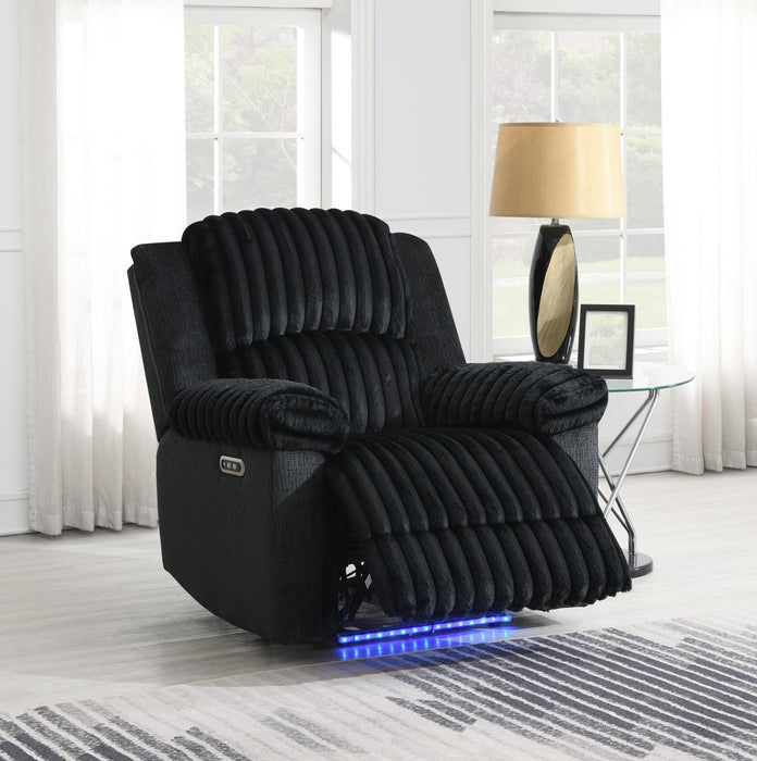 Black Corduroy Power Led Reclining Sofa