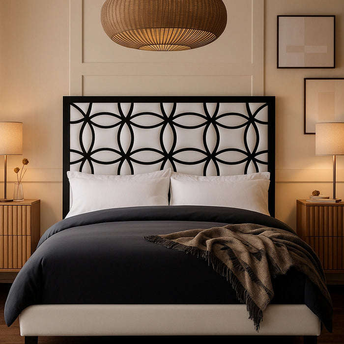 Taj White Velvet Queen Bed