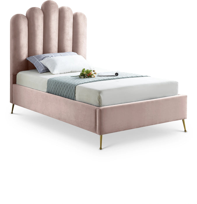 Lily Pink Velvet Twin Bed