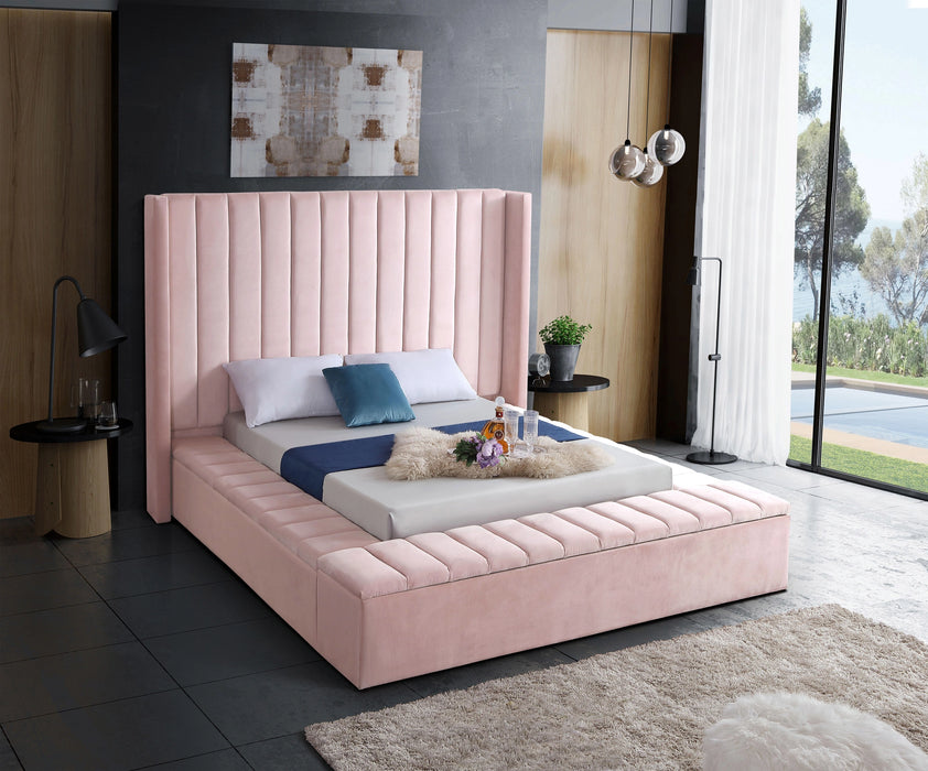 Kiki Pink Velvet Full Bed (3 Boxes)