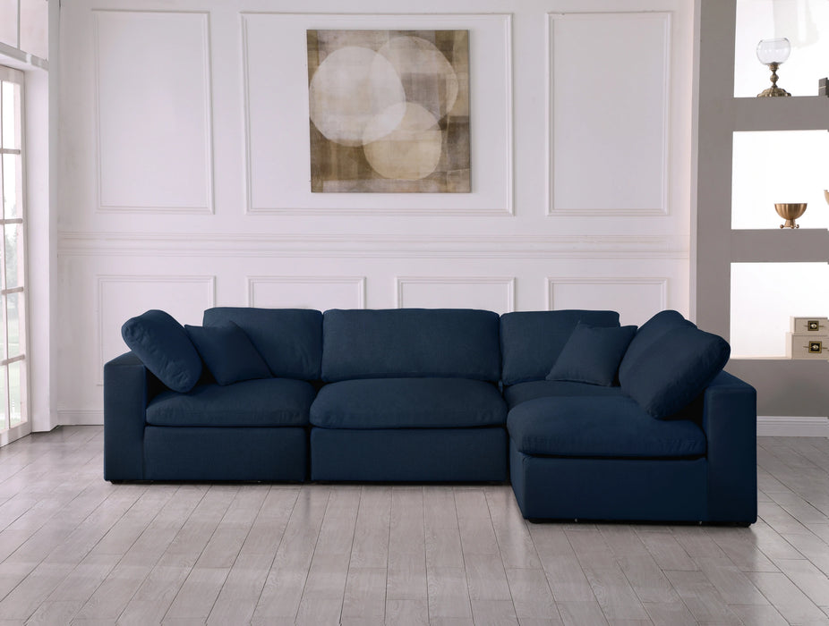 Serene Navy Linen Fabric Deluxe Cloud Modular Sectional